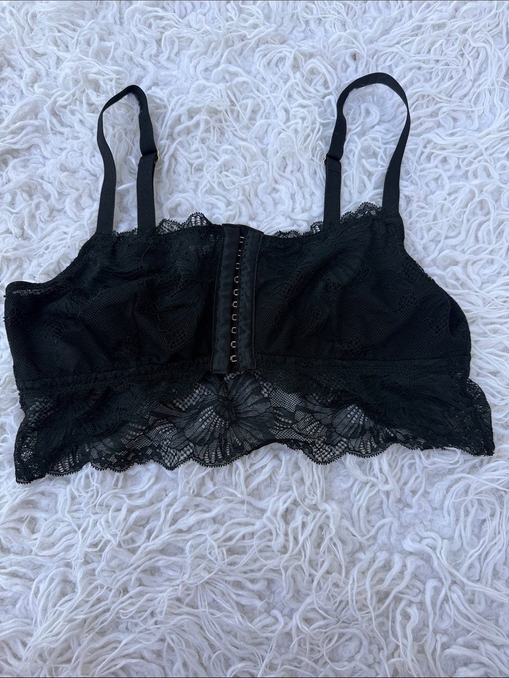Auden Black Lace Longline Bralette with Front Hooks